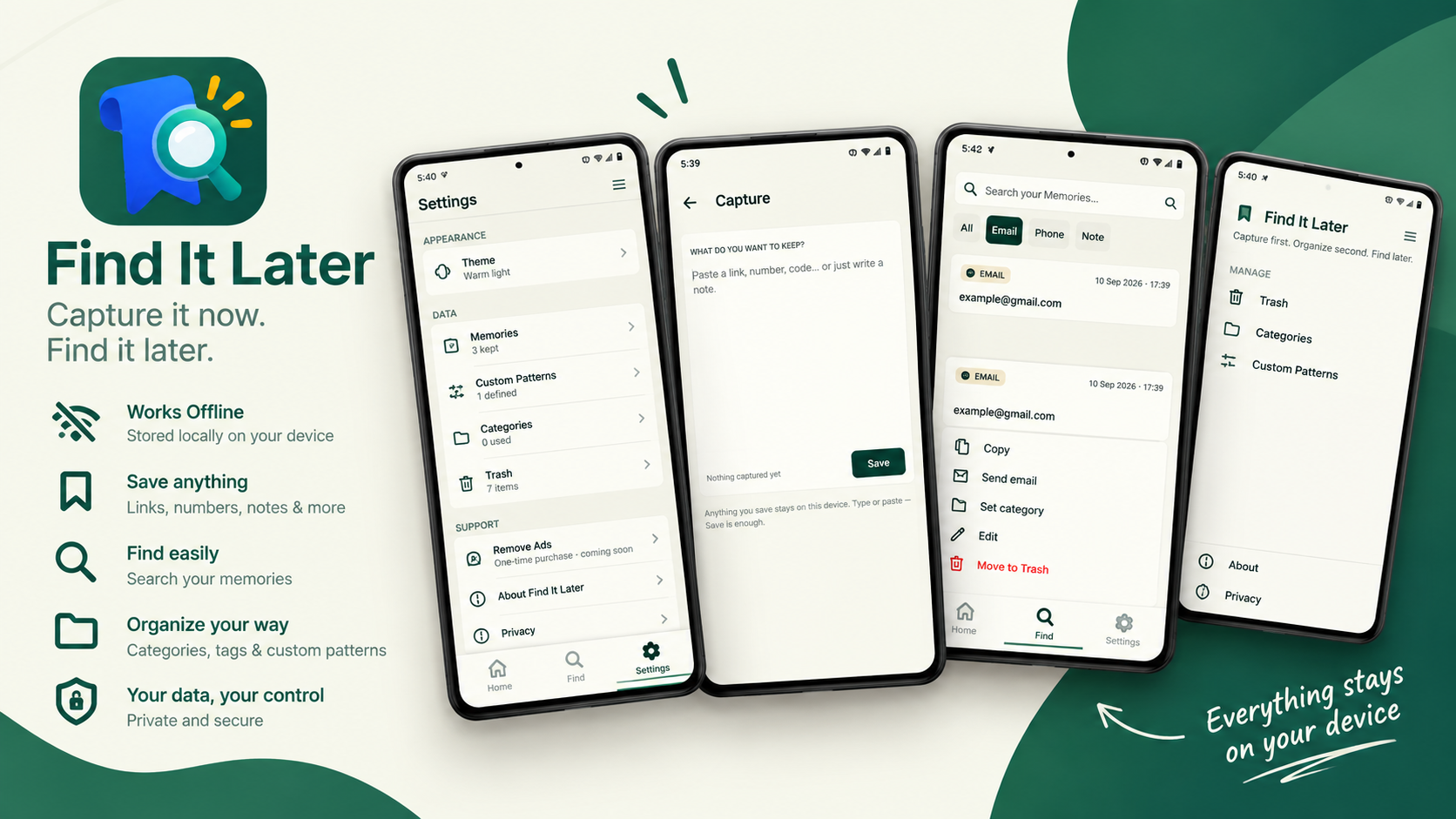Find It Later — features overview